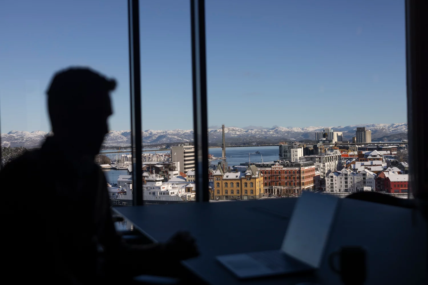 Utsikt fra Akunas kontor i Stavanger.